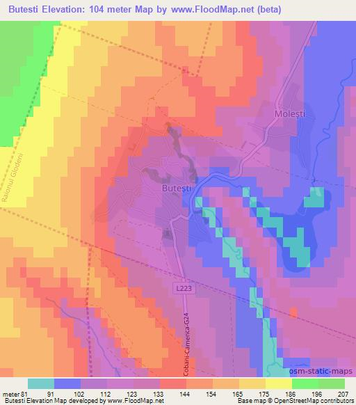 Butesti,Moldova Elevation Map