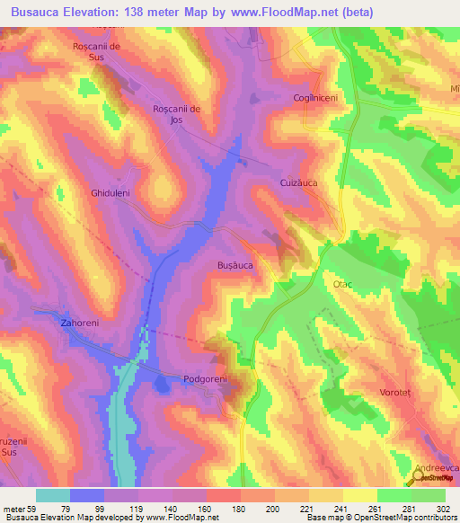 Busauca,Moldova Elevation Map