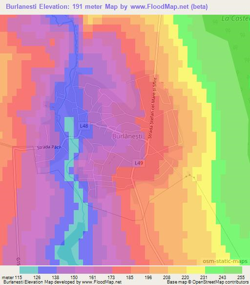 Burlanesti,Moldova Elevation Map