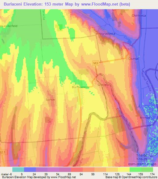 Burlaceni,Moldova Elevation Map