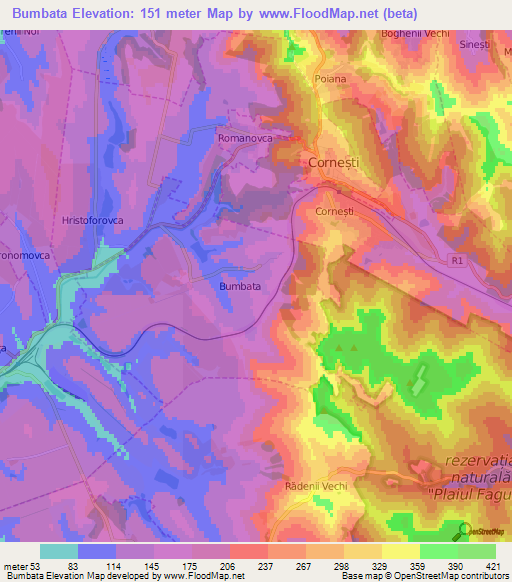 Bumbata,Moldova Elevation Map