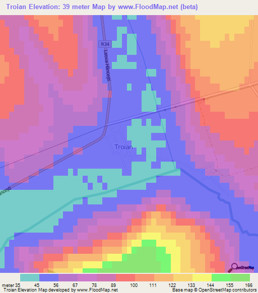 Troian,Moldova Elevation Map