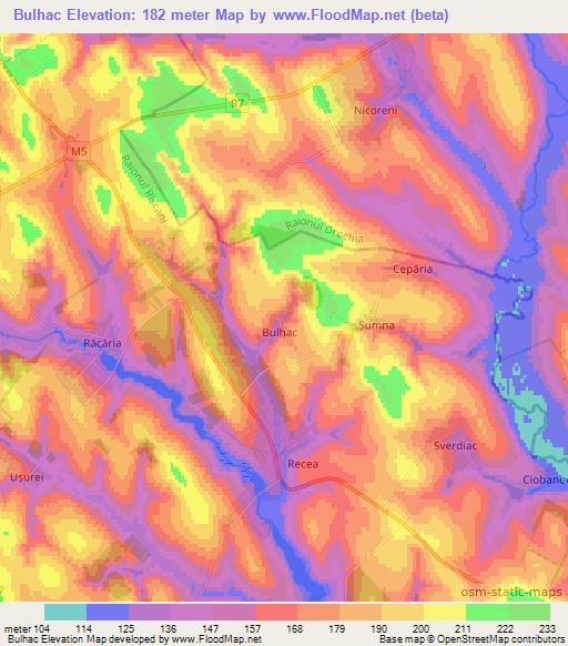 Bulhac,Moldova Elevation Map