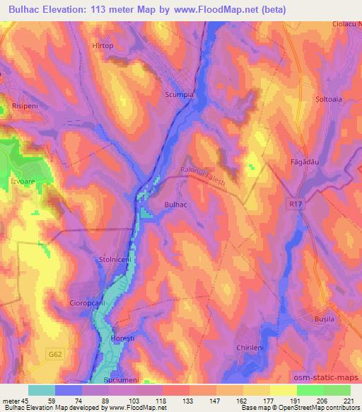 Bulhac,Moldova Elevation Map