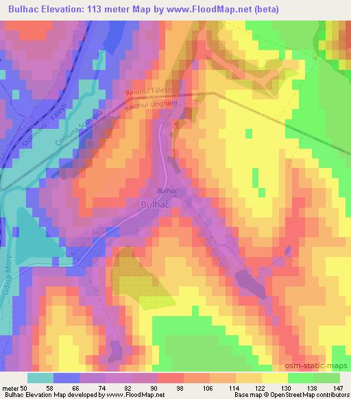 Bulhac,Moldova Elevation Map