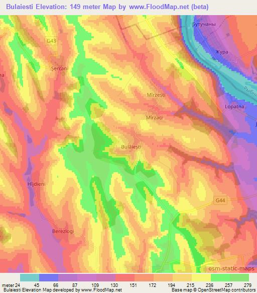 Bulaiesti,Moldova Elevation Map