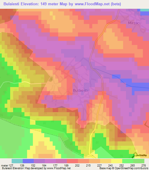 Bulaiesti,Moldova Elevation Map