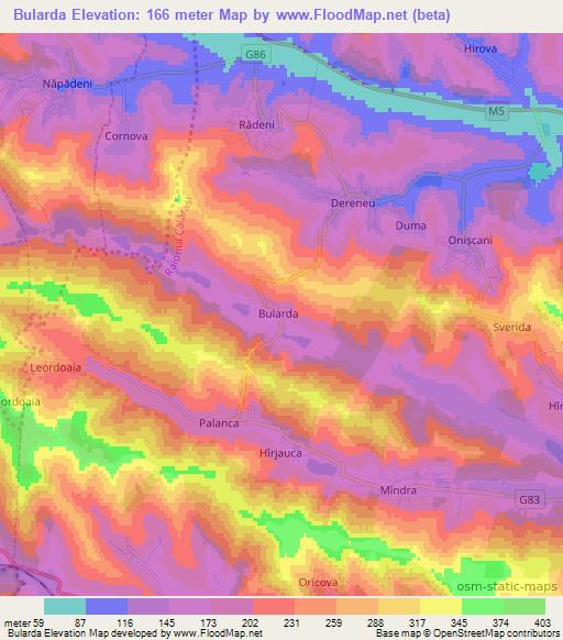 Bularda,Moldova Elevation Map