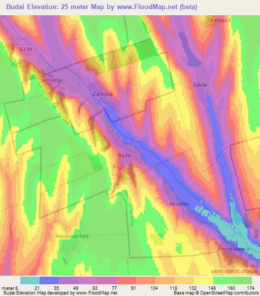 Budai,Moldova Elevation Map