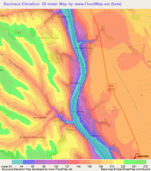 Buciusca,Moldova Elevation Map