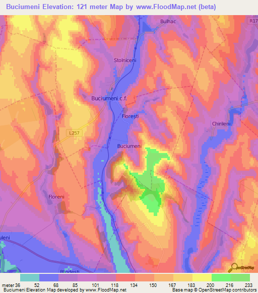 Buciumeni,Moldova Elevation Map