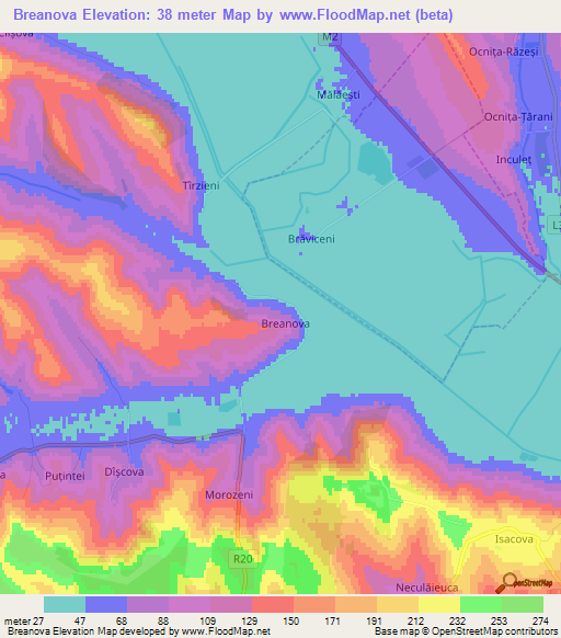 Breanova,Moldova Elevation Map