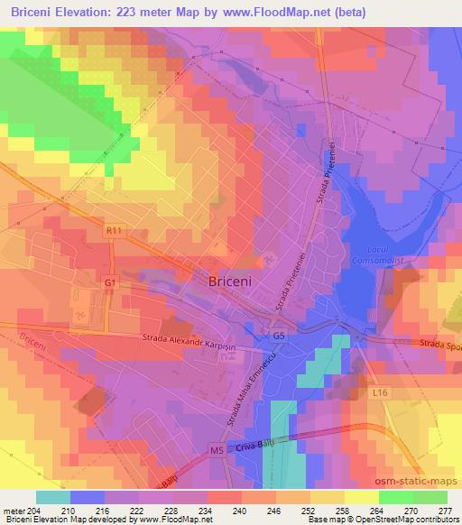 Briceni,Moldova Elevation Map