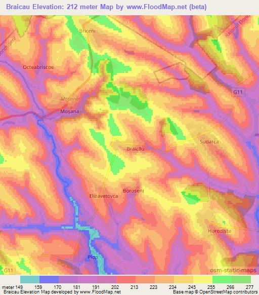 Braicau,Moldova Elevation Map