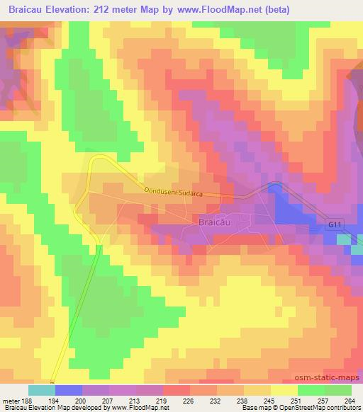 Braicau,Moldova Elevation Map