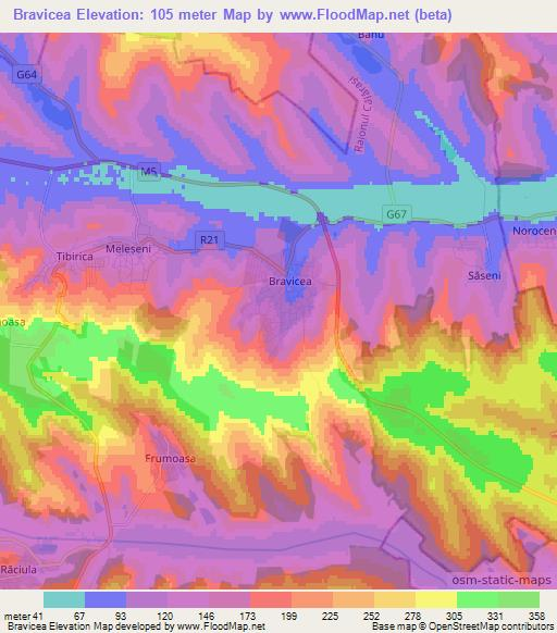 Bravicea,Moldova Elevation Map