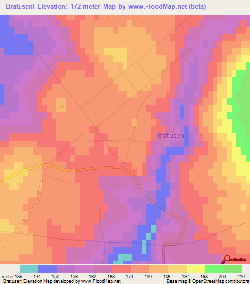 Bratuseni,Moldova Elevation Map