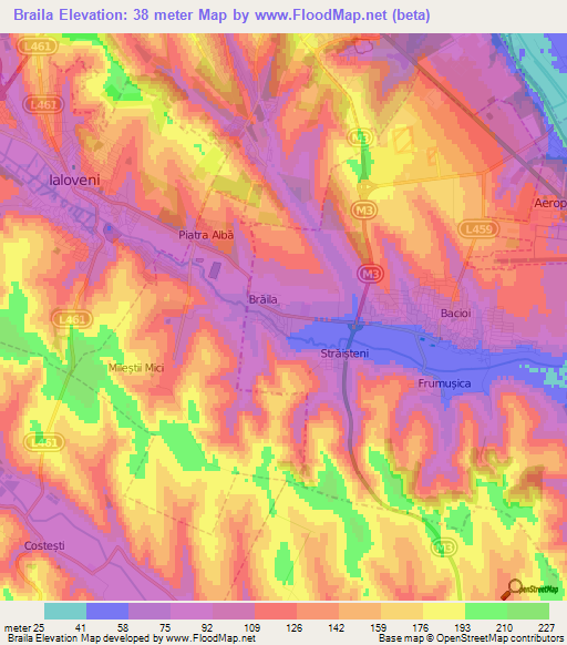 Braila,Moldova Elevation Map