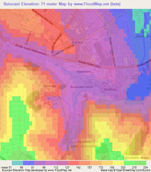 Buiucani,Moldova Elevation Map