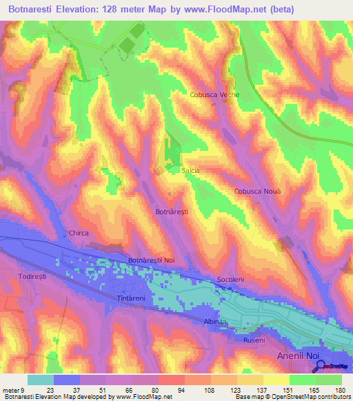 Botnaresti,Moldova Elevation Map