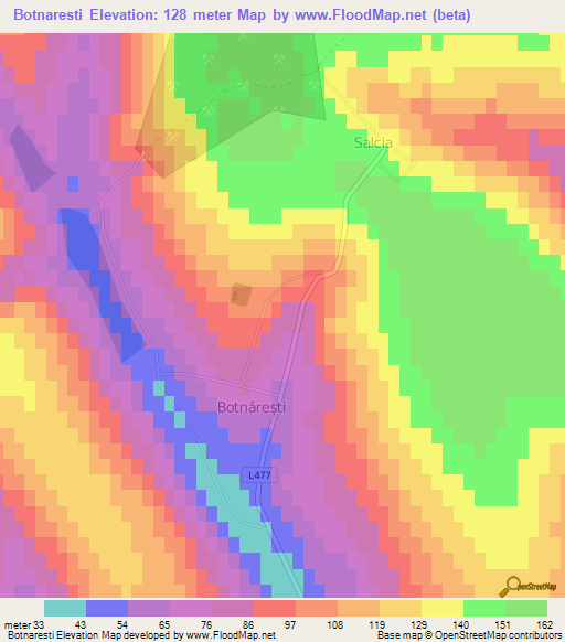 Botnaresti,Moldova Elevation Map