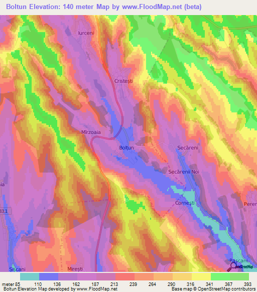 Boltun,Moldova Elevation Map