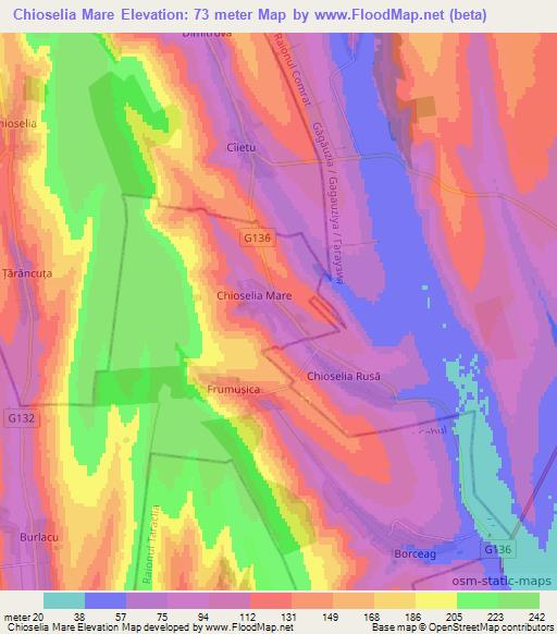 Chioselia Mare,Moldova Elevation Map