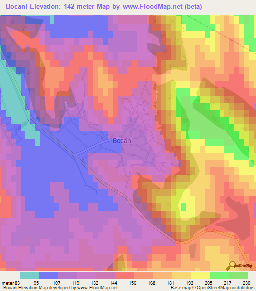 Bocani,Moldova Elevation Map