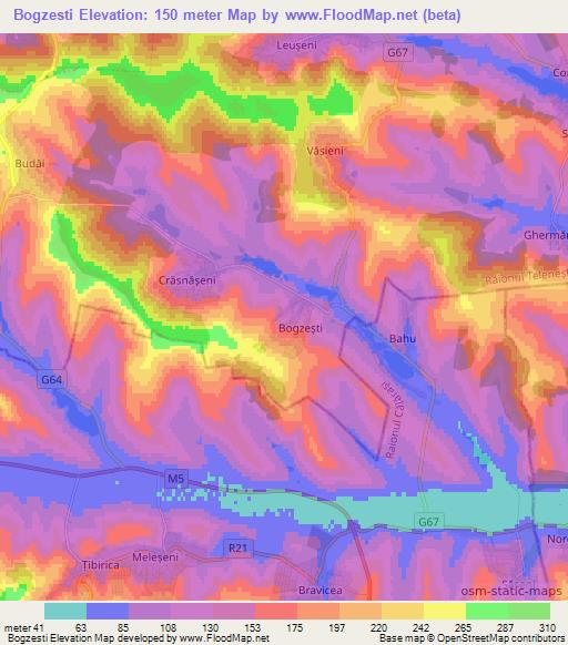 Bogzesti,Moldova Elevation Map