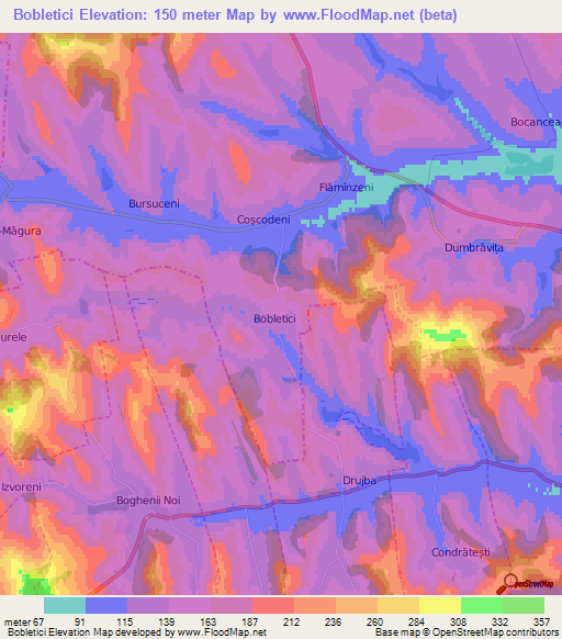 Bobletici,Moldova Elevation Map