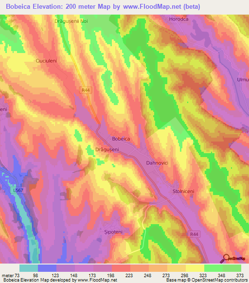 Bobeica,Moldova Elevation Map