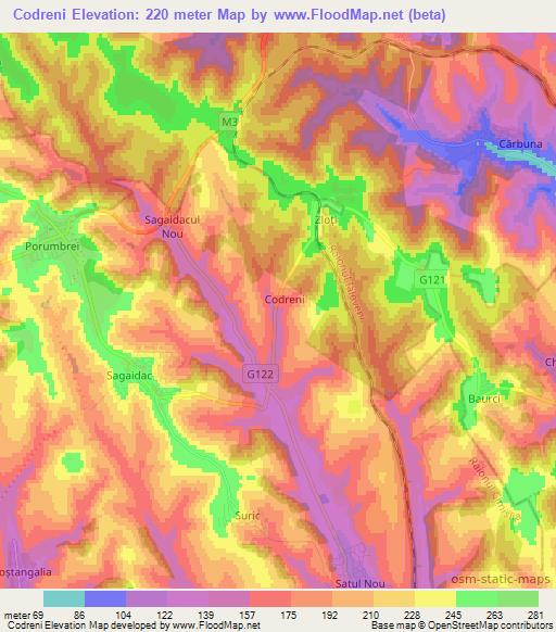 Codreni,Moldova Elevation Map