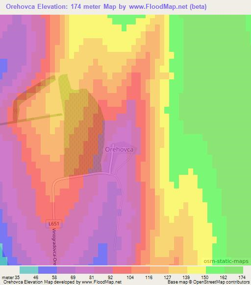 Orehovca,Moldova Elevation Map