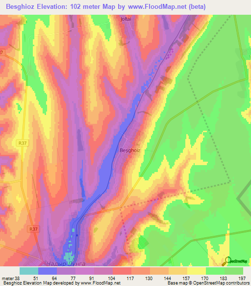 Besghioz,Moldova Elevation Map