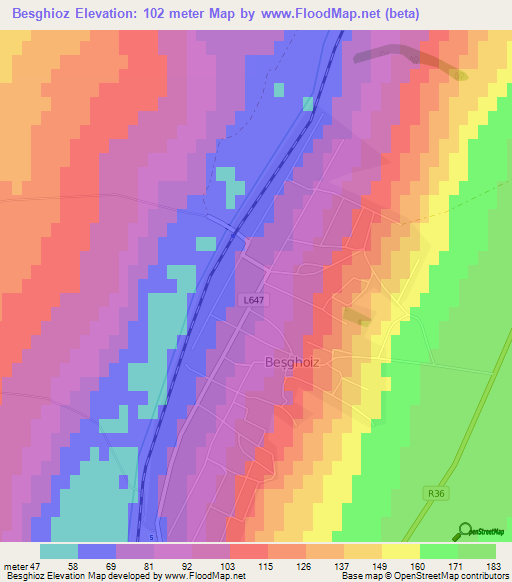 Besghioz,Moldova Elevation Map