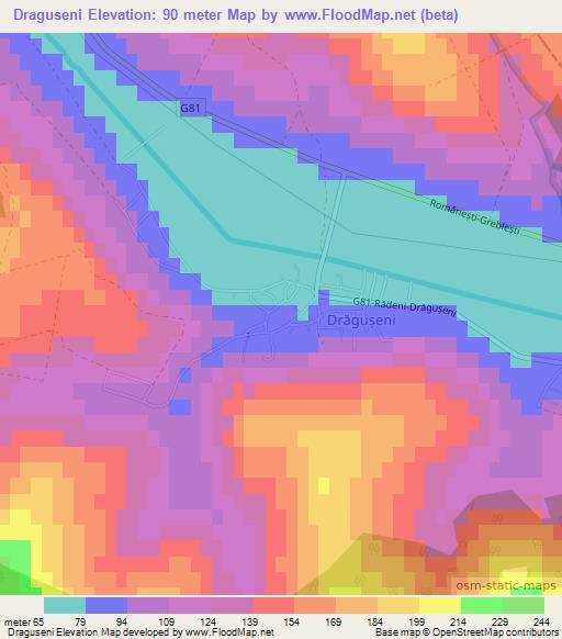 Draguseni,Moldova Elevation Map