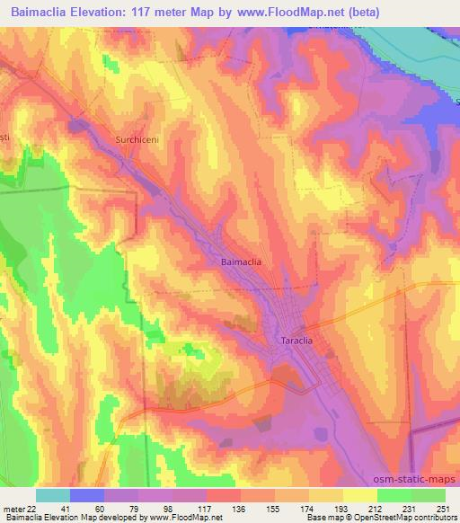 Baimaclia,Moldova Elevation Map