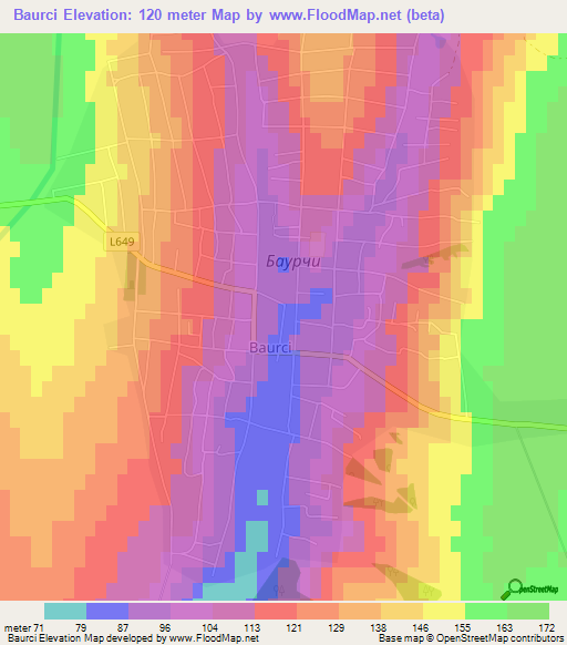 Baurci,Moldova Elevation Map