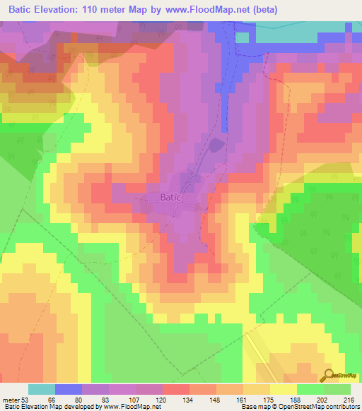 Batic,Moldova Elevation Map