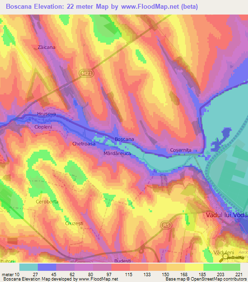 Boscana,Moldova Elevation Map