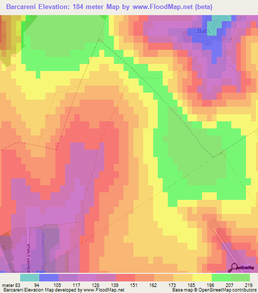 Barcareni,Moldova Elevation Map