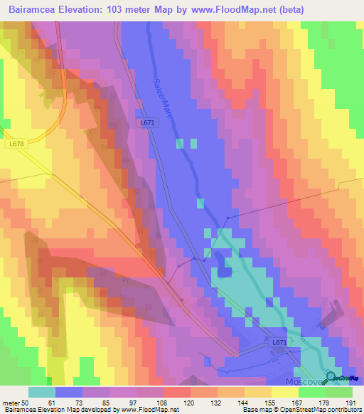 Bairamcea,Moldova Elevation Map