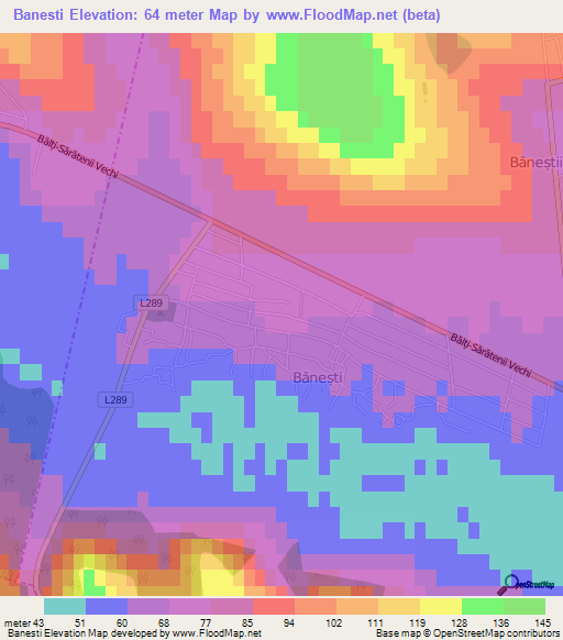 Banesti,Moldova Elevation Map