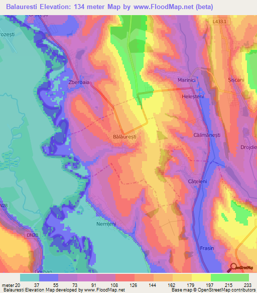 Balauresti,Moldova Elevation Map