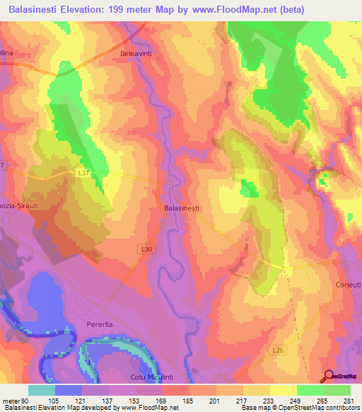 Balasinesti,Moldova Elevation Map