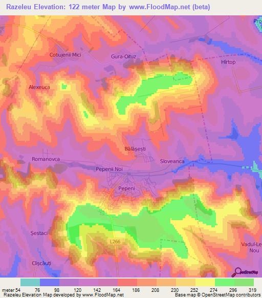 Razeleu,Moldova Elevation Map