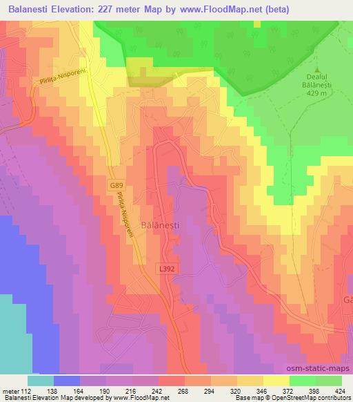 Balanesti,Moldova Elevation Map