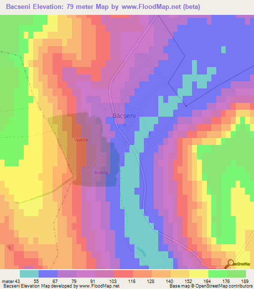 Bacseni,Moldova Elevation Map