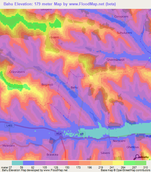 Bahu,Moldova Elevation Map