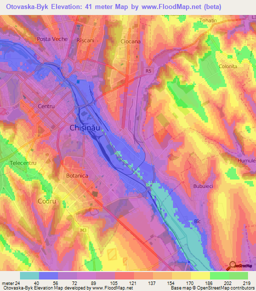 Otovaska-Byk,Moldova Elevation Map